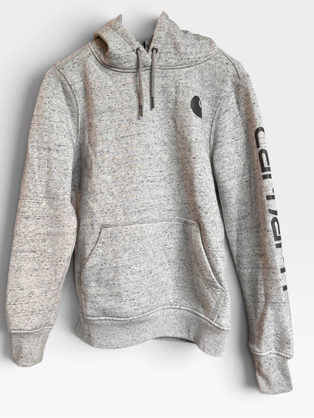 Carhartt Clarksburg Womens Hoodie Heather Gray Logo Sleeve Pullover Sz S